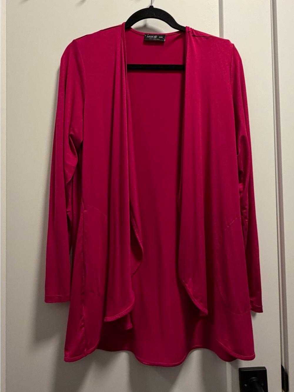 Miik Lilah Open-Front Draped Cardigan in Dragon Fruit